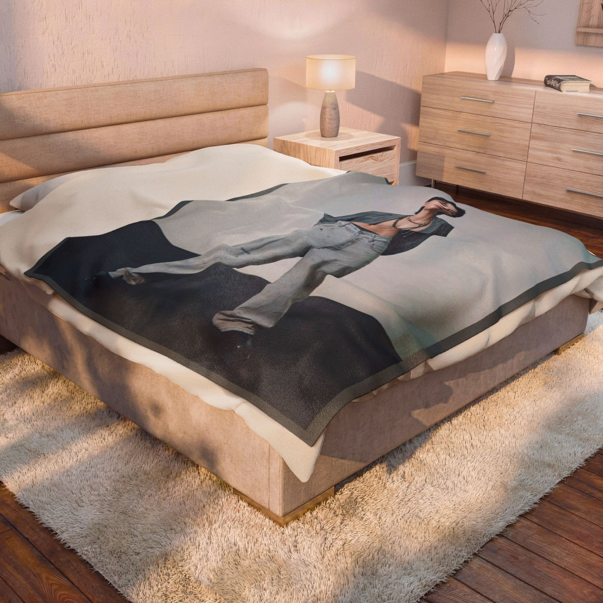 JK Velveteen Throw Blanket, Kpop Fan Bedding, Cozy Fleece Blanket