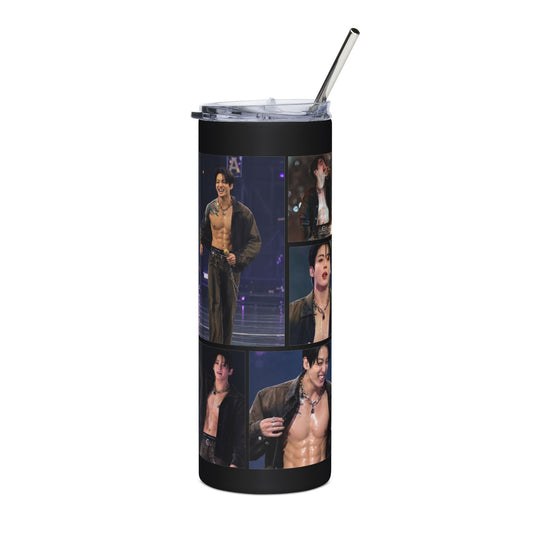 Jungkook Inspired Concert Collage Skinny Tumbler with Straw, 20oz