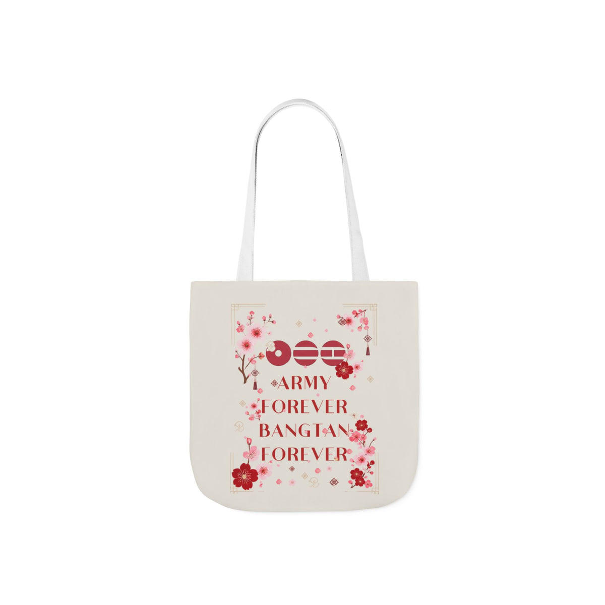 K-pop inspired Flower Canvas Tote Bag, 5-Color Straps
