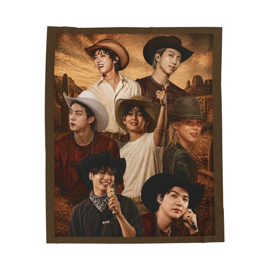 Bangtan Cowboys Concert Collage Blanket Velveteen Plush Blanket | Bangtan Inspired Throw
