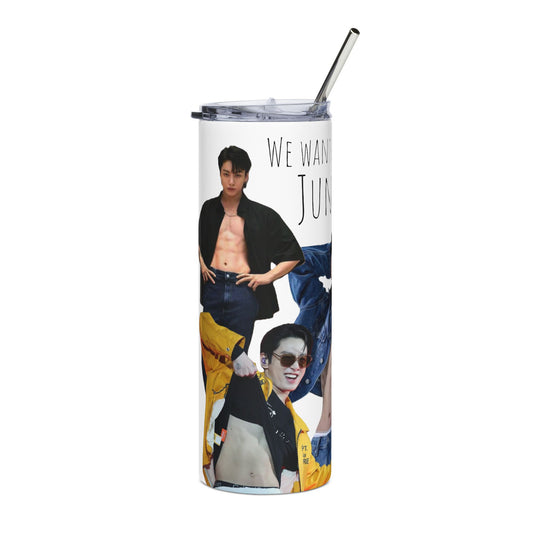 K-pop Inspired We wanna focus on Jungkook Skinny Tumbler with Straw, 20oz