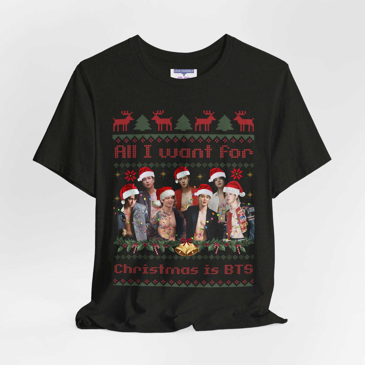 All I Want For Christmas (Santa Hats Version) Unisex Jersey Short Sleeve Tee