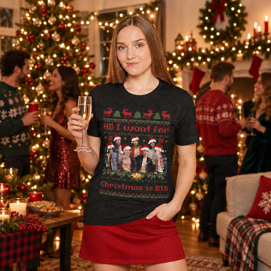 All I Want For Christmas (Santa Hats Version) Unisex Jersey Short Sleeve Tee