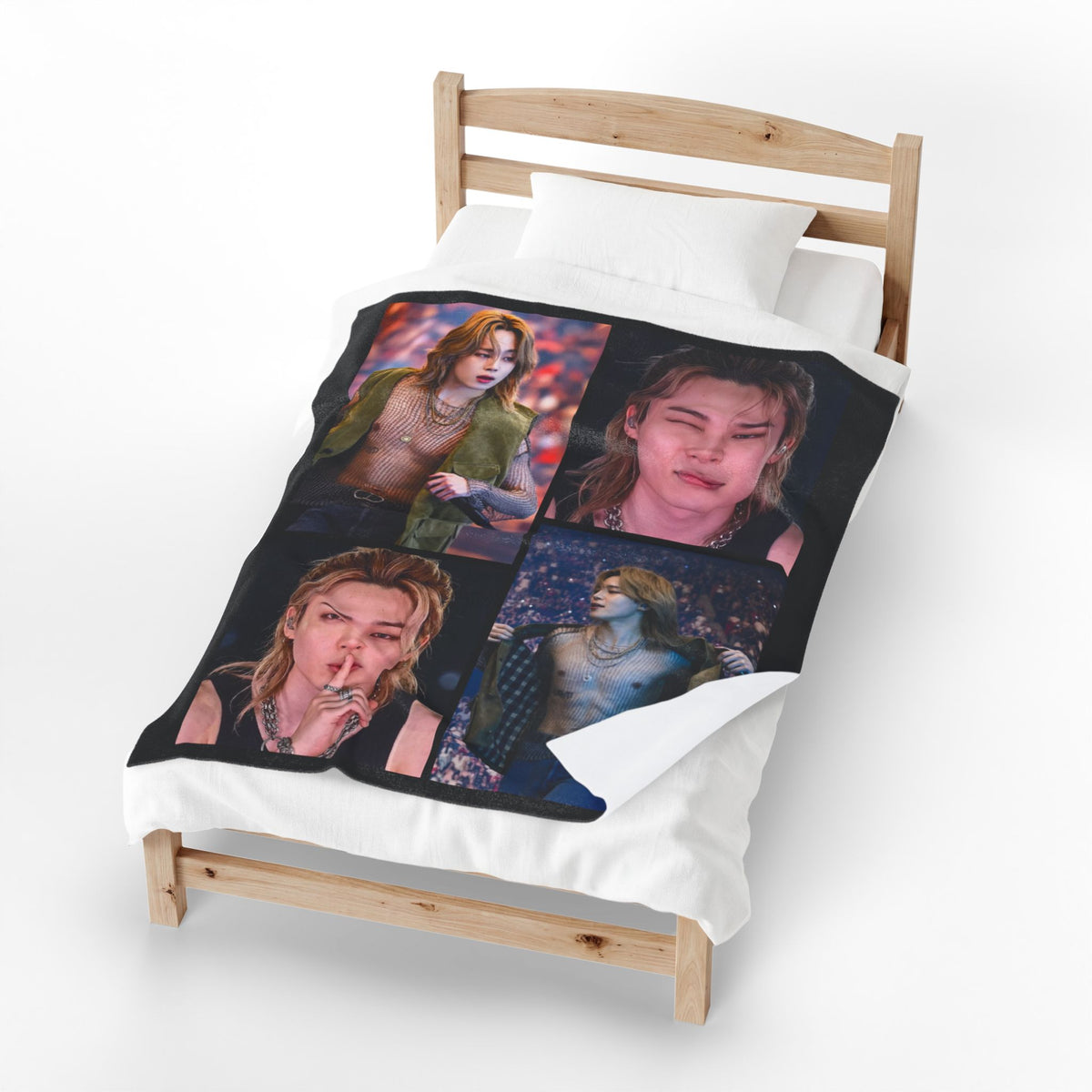 Jimin inspired Concert Collage Blanket, Kpop Fan Bedding, Cozy Velveteen Plush Blanket