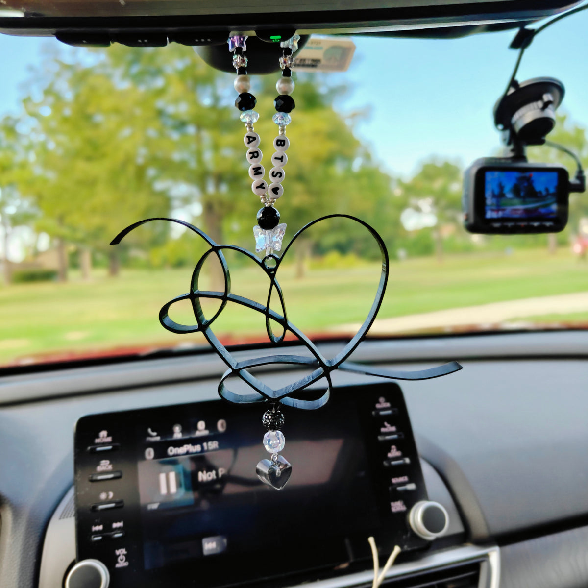 K-Pop Inspired Heart Rearview Mirror Car Decorations (Now Heat Resistant)