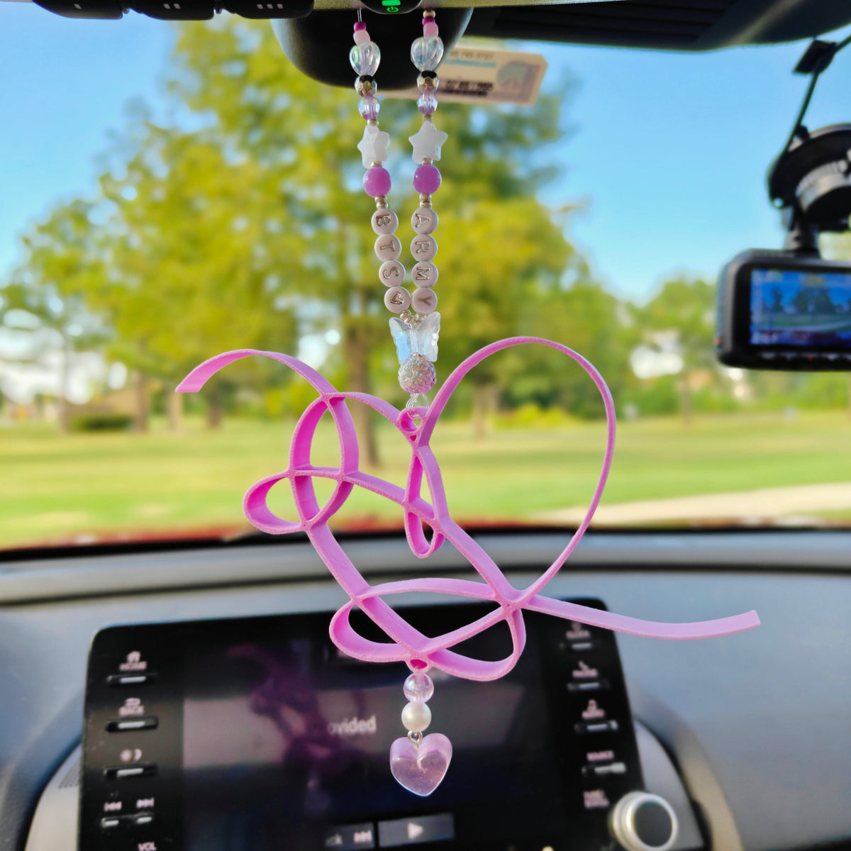 K-Pop Inspired Heart Rearview Mirror Car Decorations (Now Heat Resistant)
